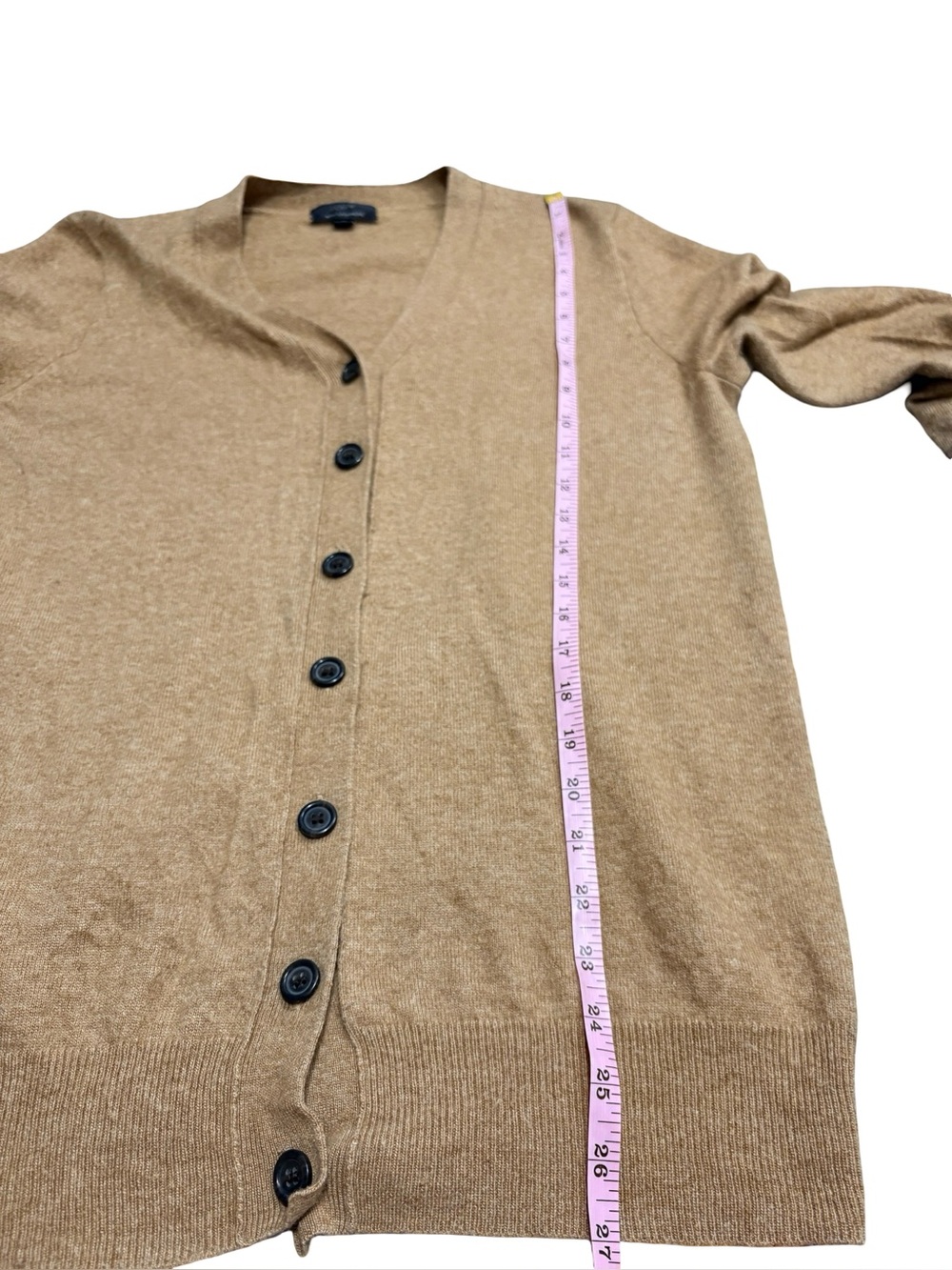 J.Crew With Cashmere Camel Button Front Cardigan Sweater Size M - Picture 8 of 9